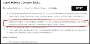 Job posting for a publicist at Celadon Books (Macmillan)